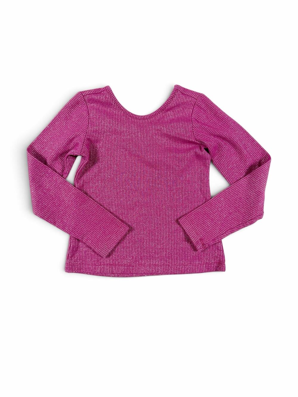 Hanna Andersson Girls Metallic Ribbed Long Sleeve Top Pink Size 8